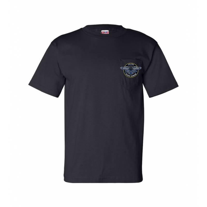 OMS Falcon Navy USA Made Preshrunk Cotton Pocket Tee